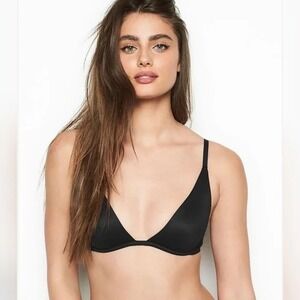 Victoria's Secret Incredible Unlined Wired Plunge Bra Black 36D 399419-JU